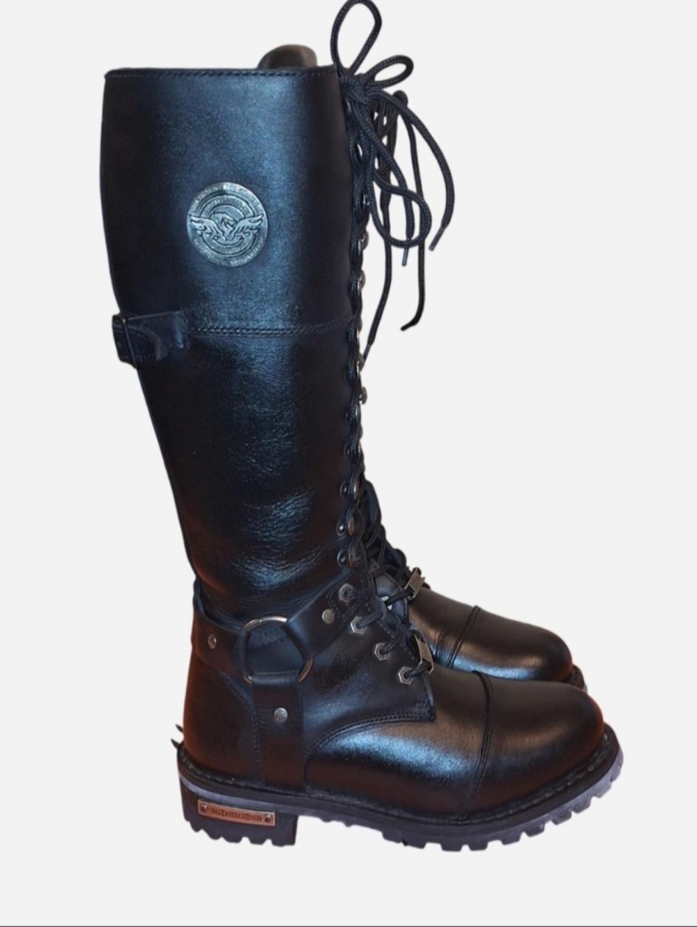 Milwaukie Leather MBL 16" Cap Toe Black Leather Riding Boots